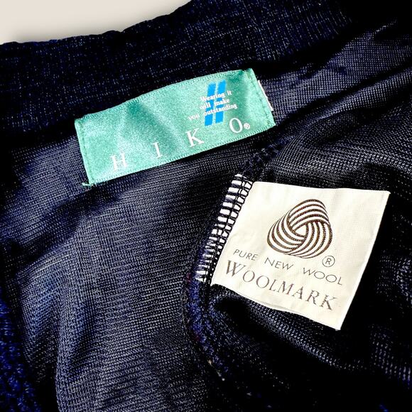 Vintage Woolmark Hiko 100% Wool Knit Buttoned Sweater Vest Men Size L Dark Navy - Picture 10 of 12